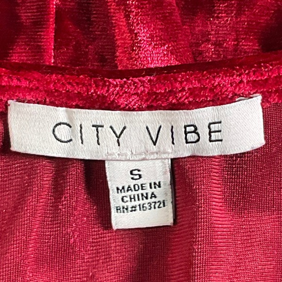 City Vibe Red Velvet Dress Sz S Babydoll Festival‎ Whimsigoth Vamp Holiday - Picture 3 of 14